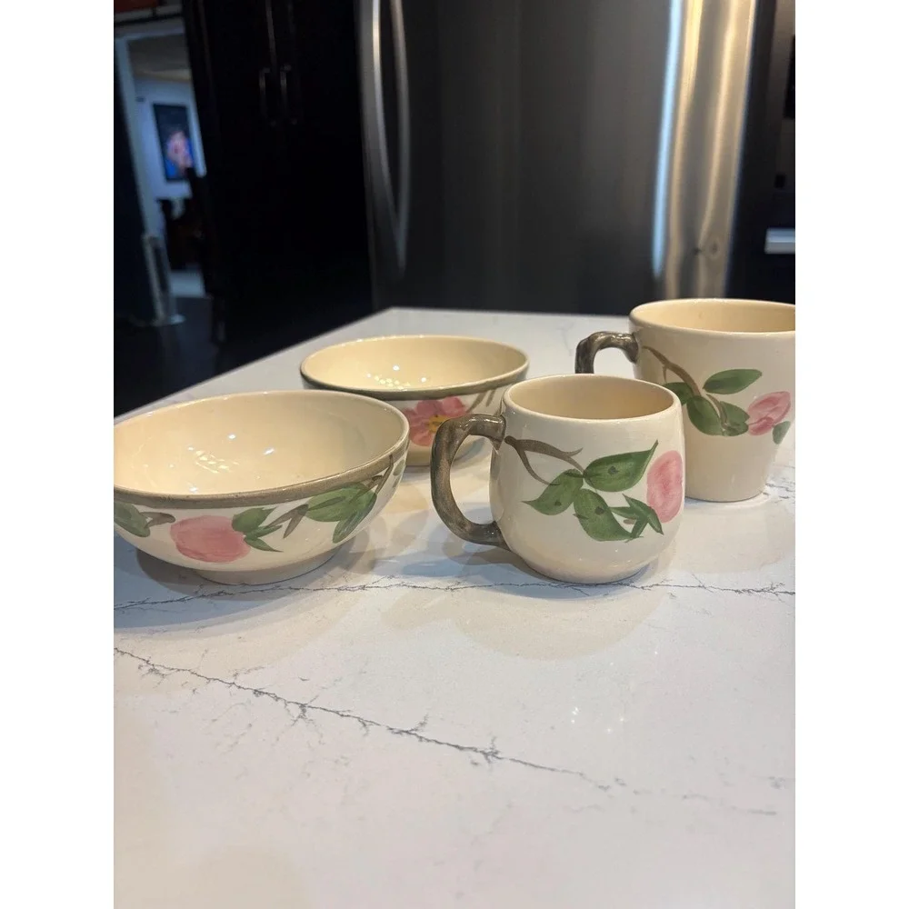 Vintage Franciscan Desert Rose Ceramic Bowls and Cups Lot